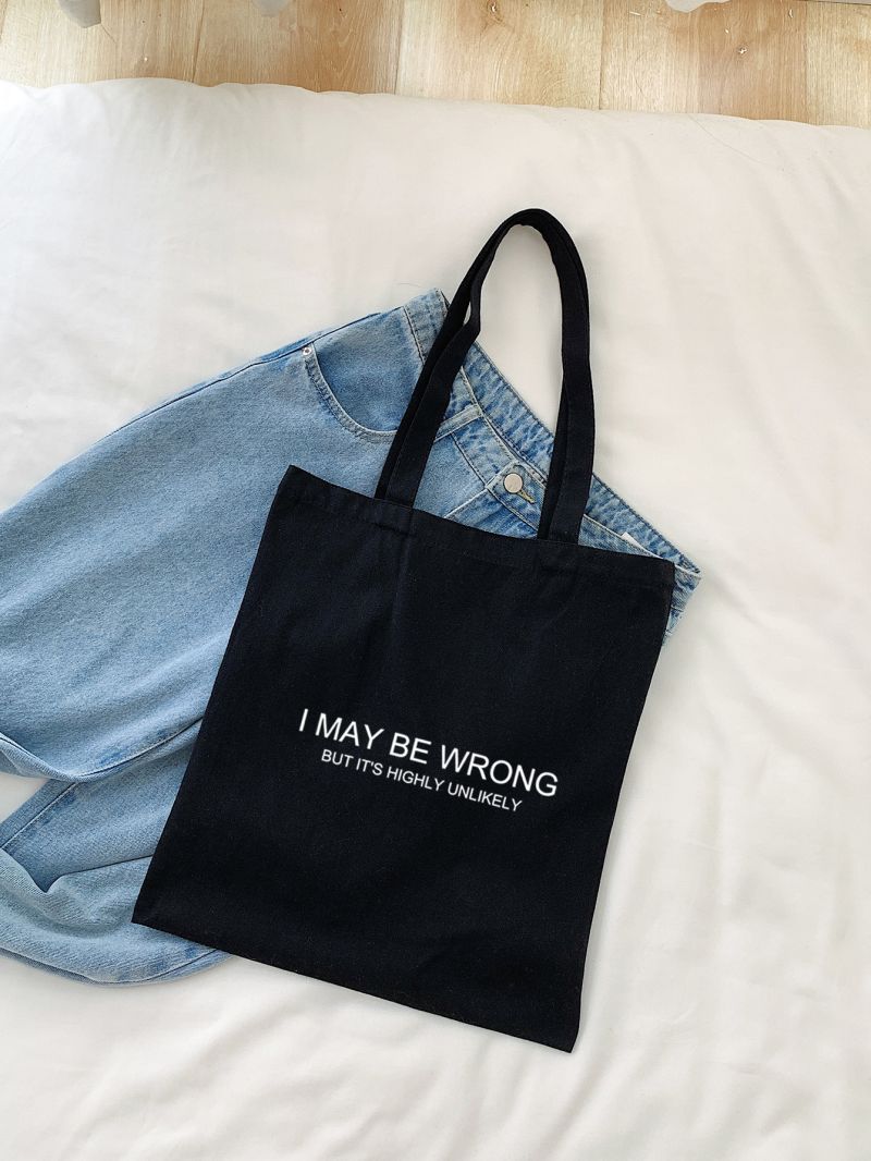 Slogan Graphic Canvas Shopper Bag