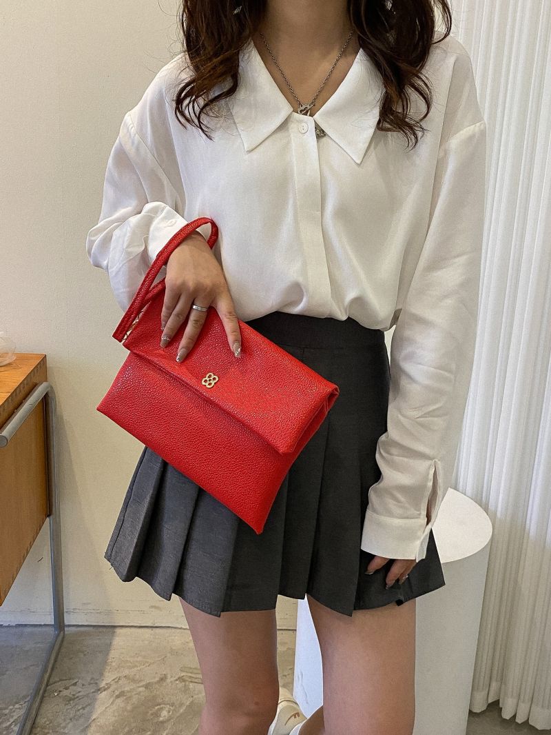 Litchi Embossed Flap Square Bag
