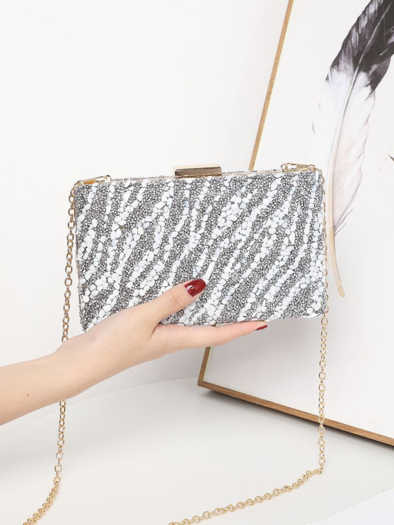 Mini Rhinestone Decor Chain Box Bag