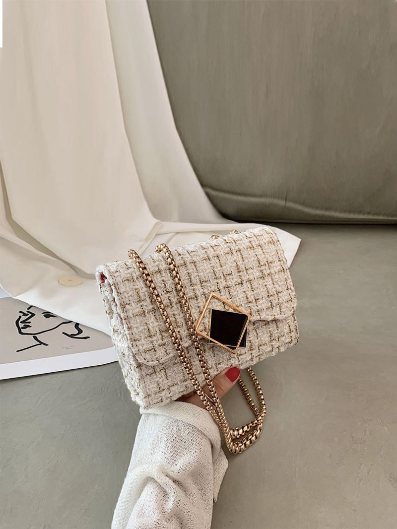 Mini Tweed Plaid Flap Chain Bag