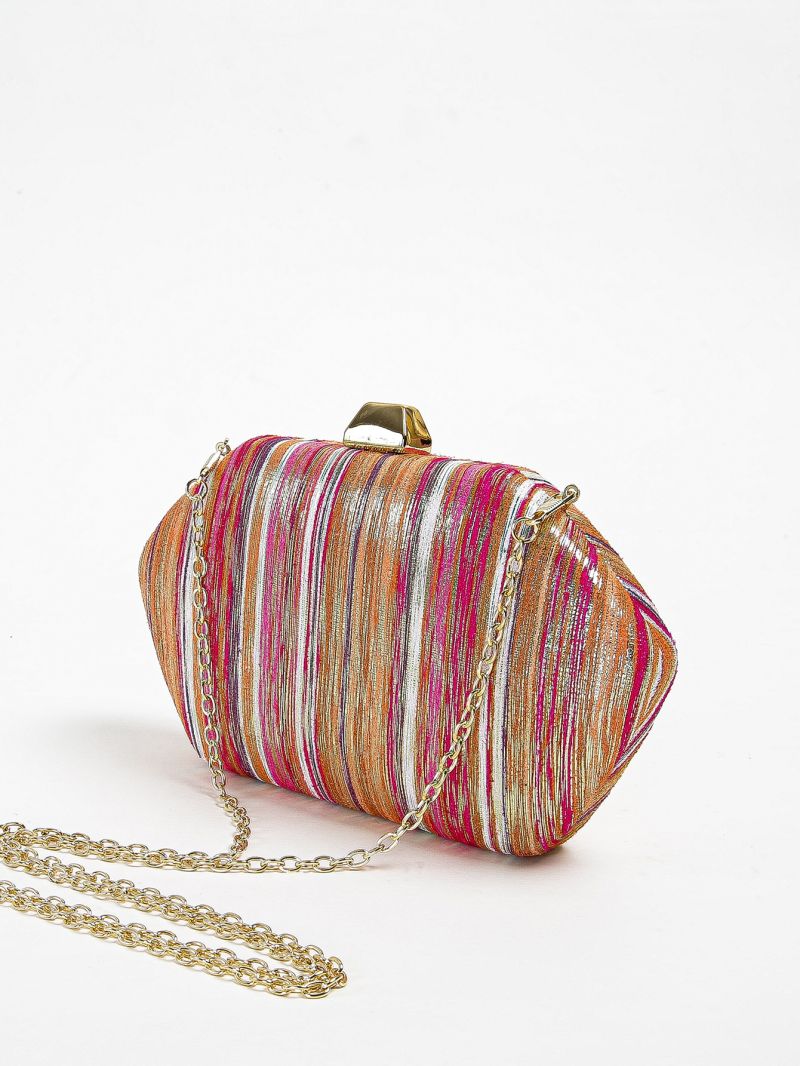 Striped Pattern Satin Box Bag
