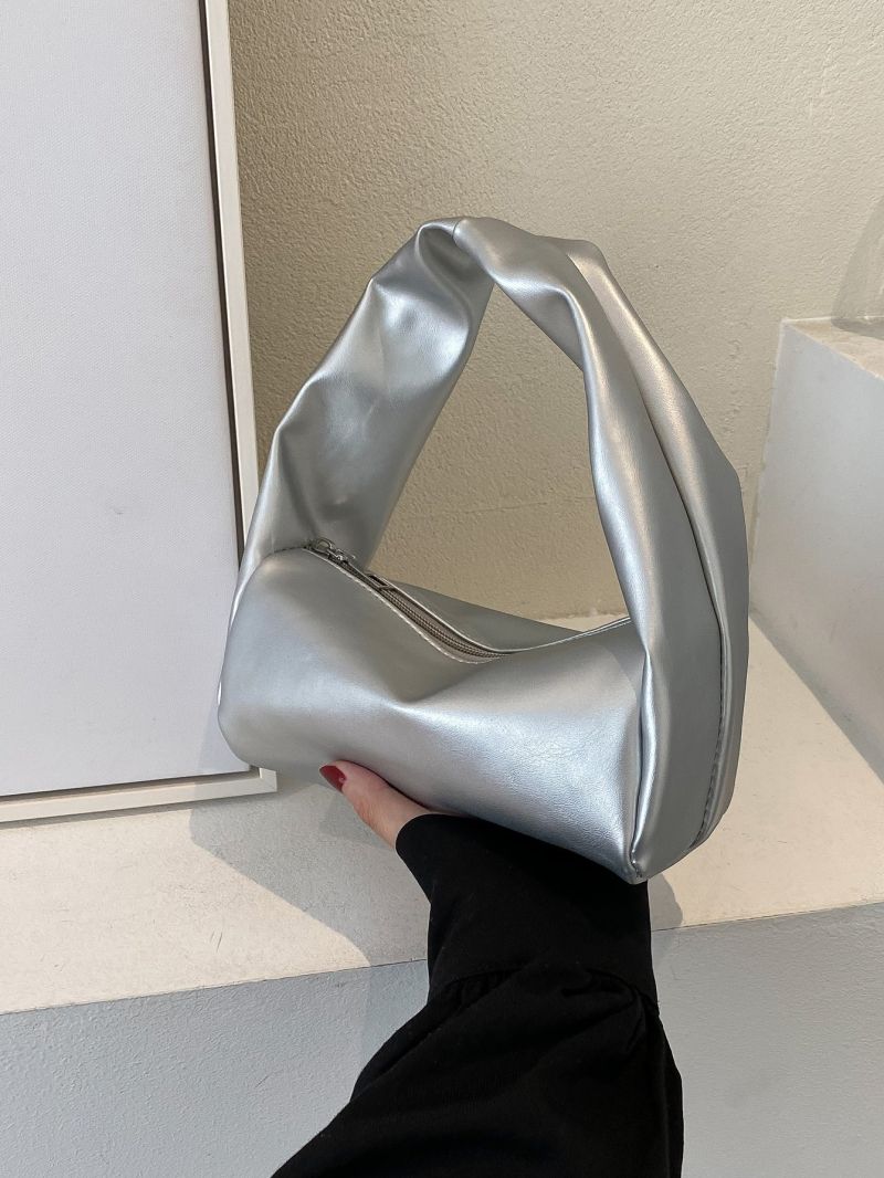 Mini Metallic Top Handle Bucket Bag