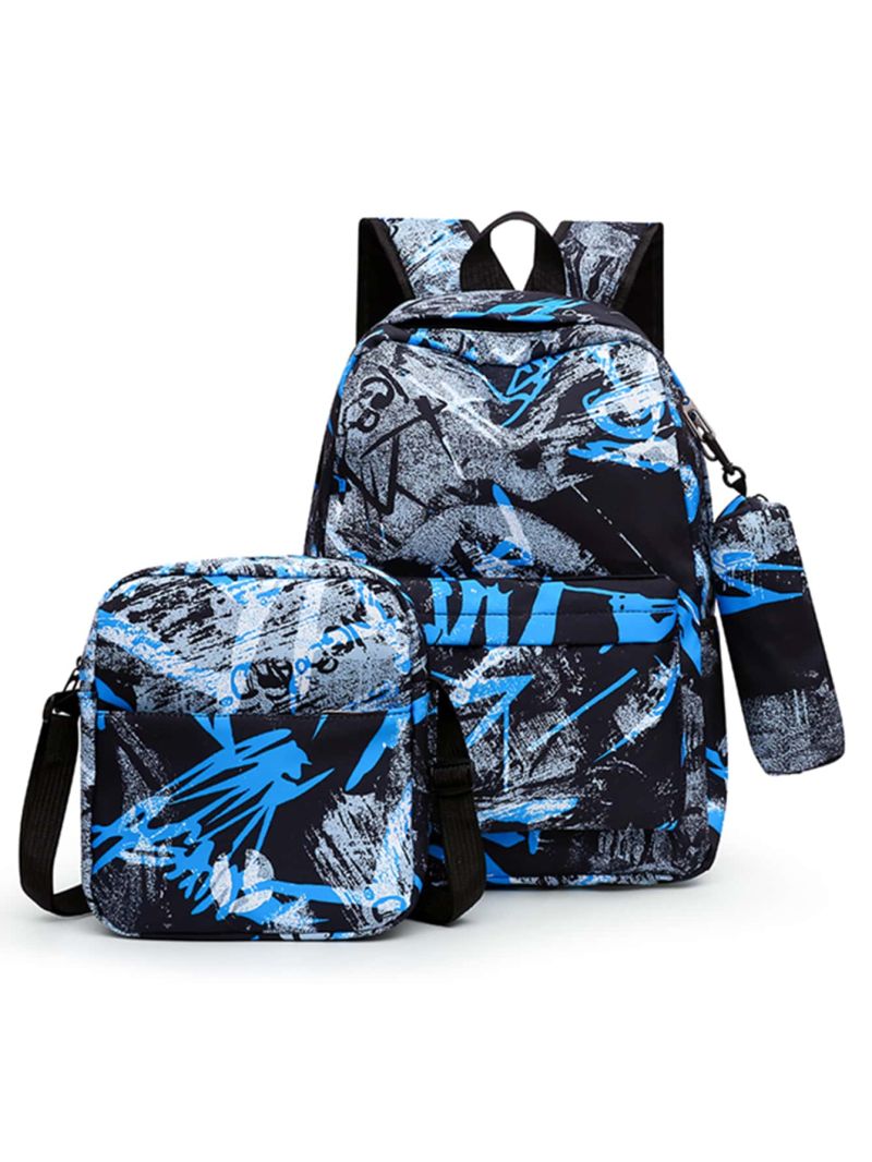 3pcs Letter Graphic Functional Backpack Set