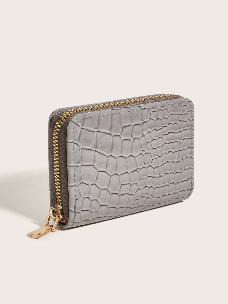 Crocodile Embossed Zip Around Card Holder