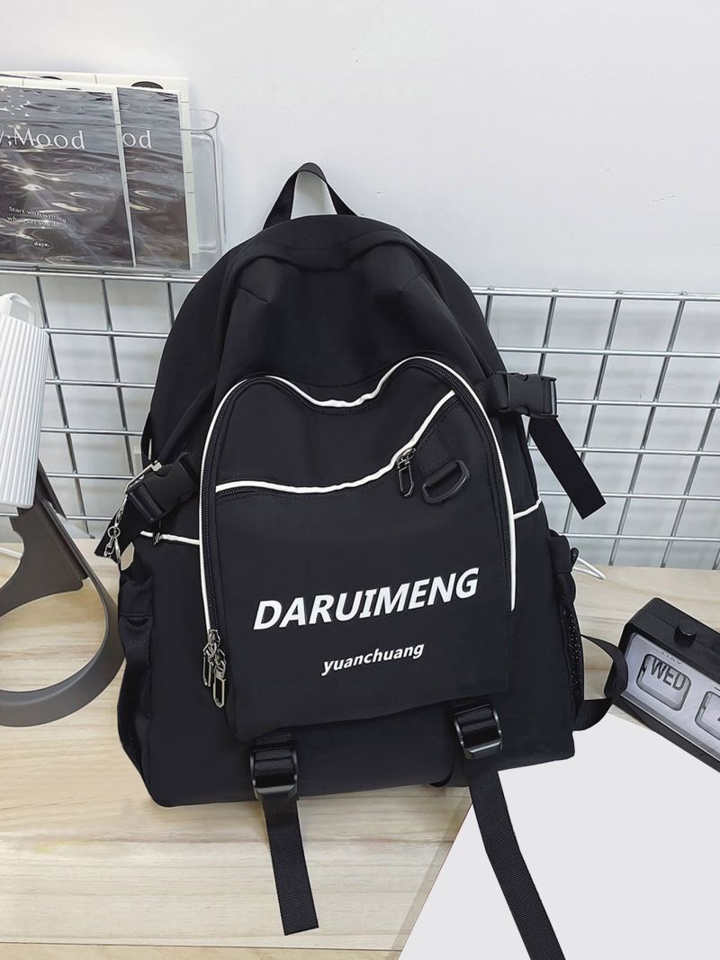 Letter Graphic Contrast Piping Functional Backpack