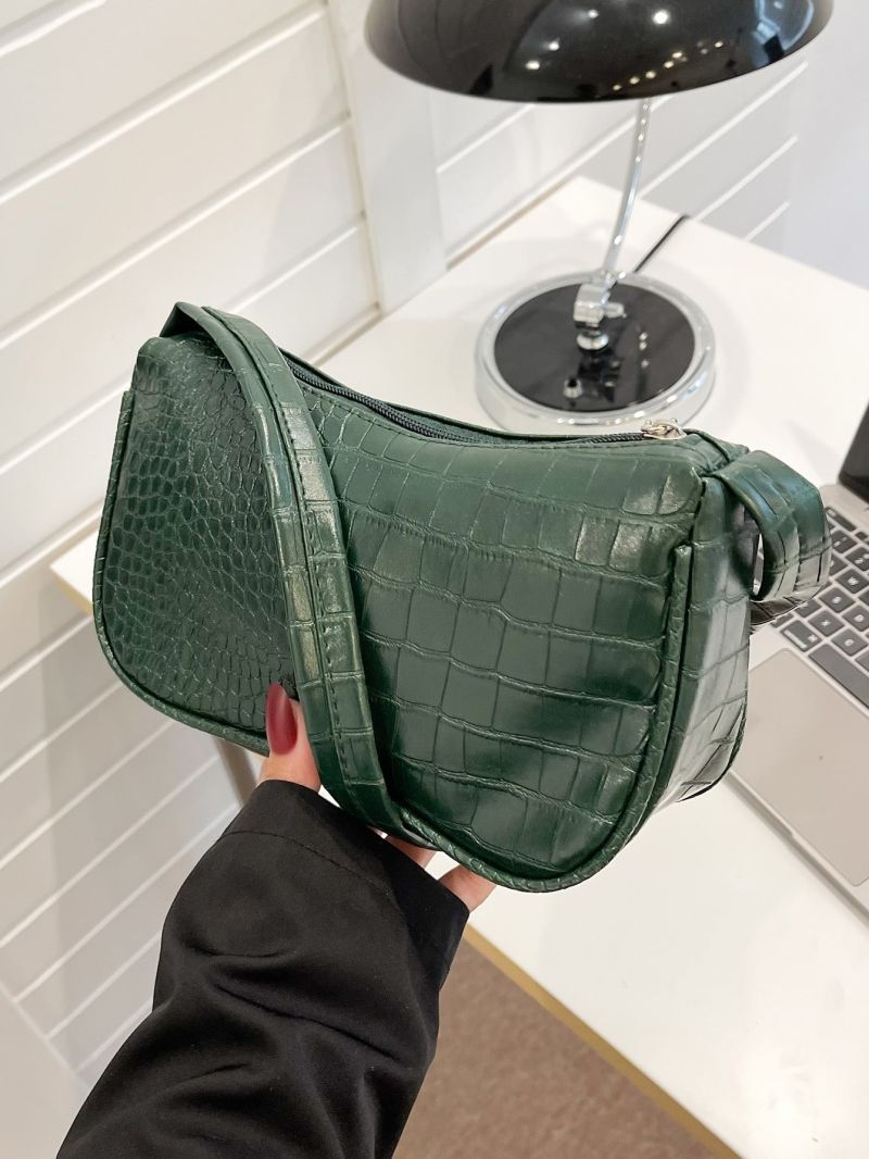 Crocodile Embossed Baguette Bag
