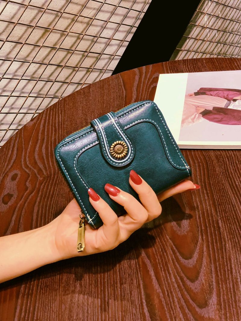 Flower Decor Snap Button Small Wallet