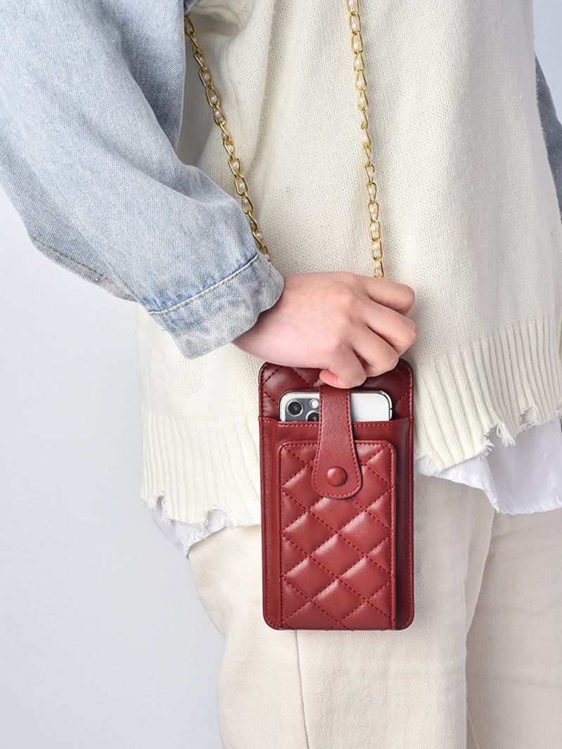 Geometric Quilted Detail Chain Phone Wallet