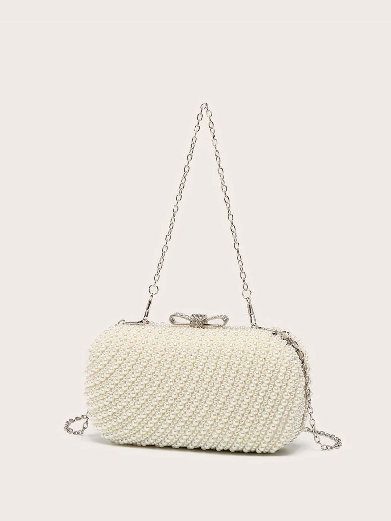 Mini Faux Pearl Decor Chain Box Bag