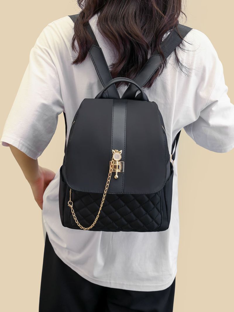 Mini Chain & Metal Decor Functional Backpack