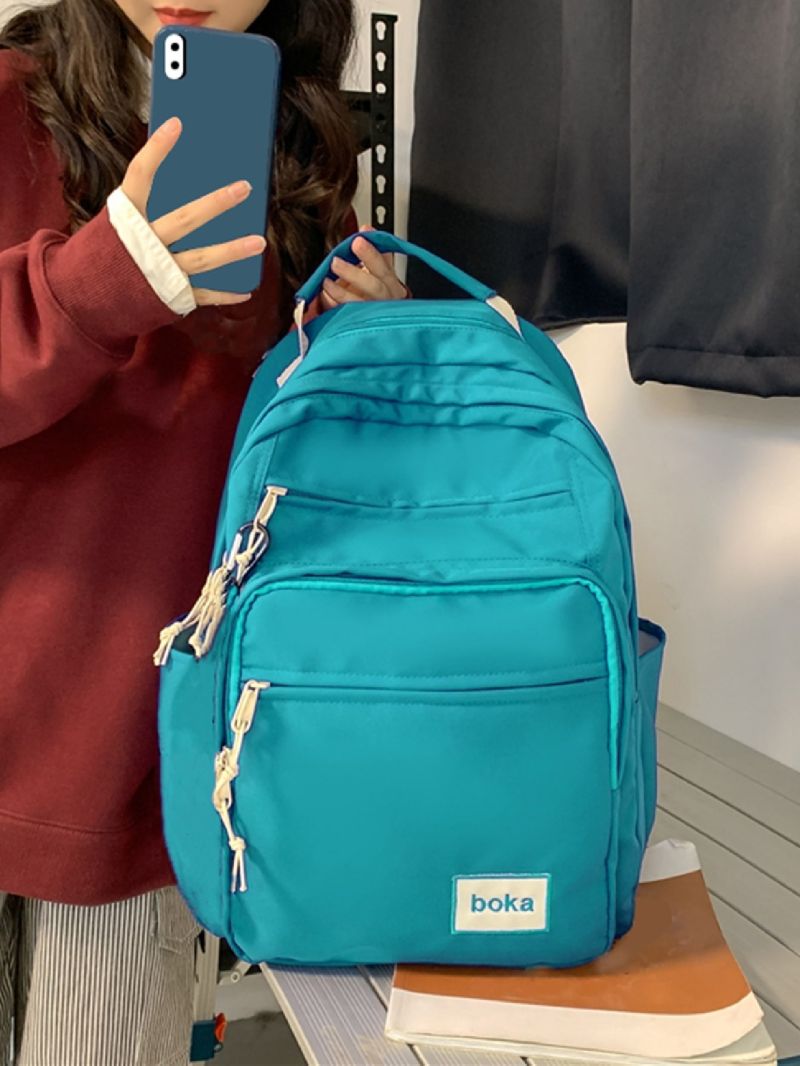 Letter Patch Decor Functional Backpack