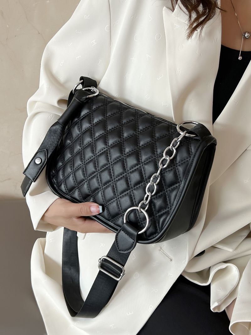 Quilted Chain Decor Square Bag
