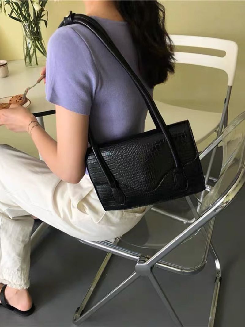 Crocodile Embossed Flap Square Bag