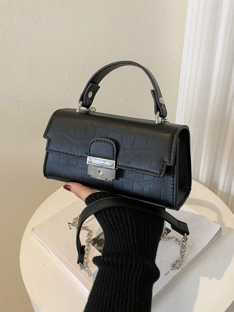 Mini Crocodile Embossed Flap Chain Square Bag