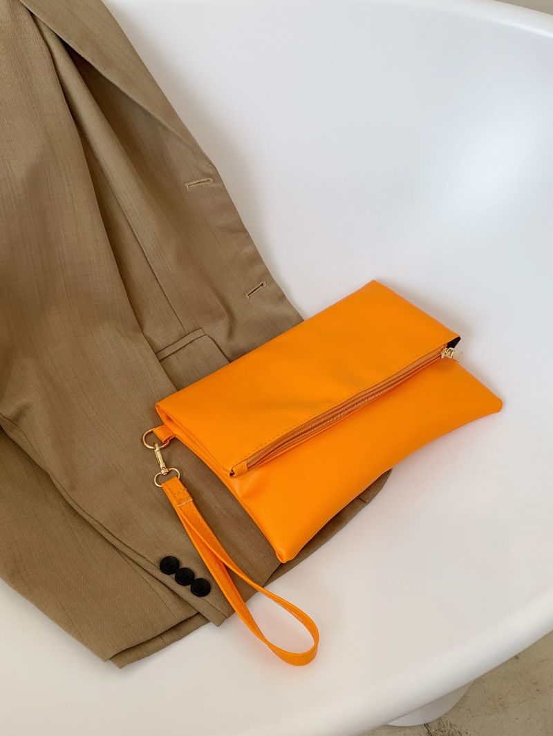 Neon-Orange Flap Square Bag