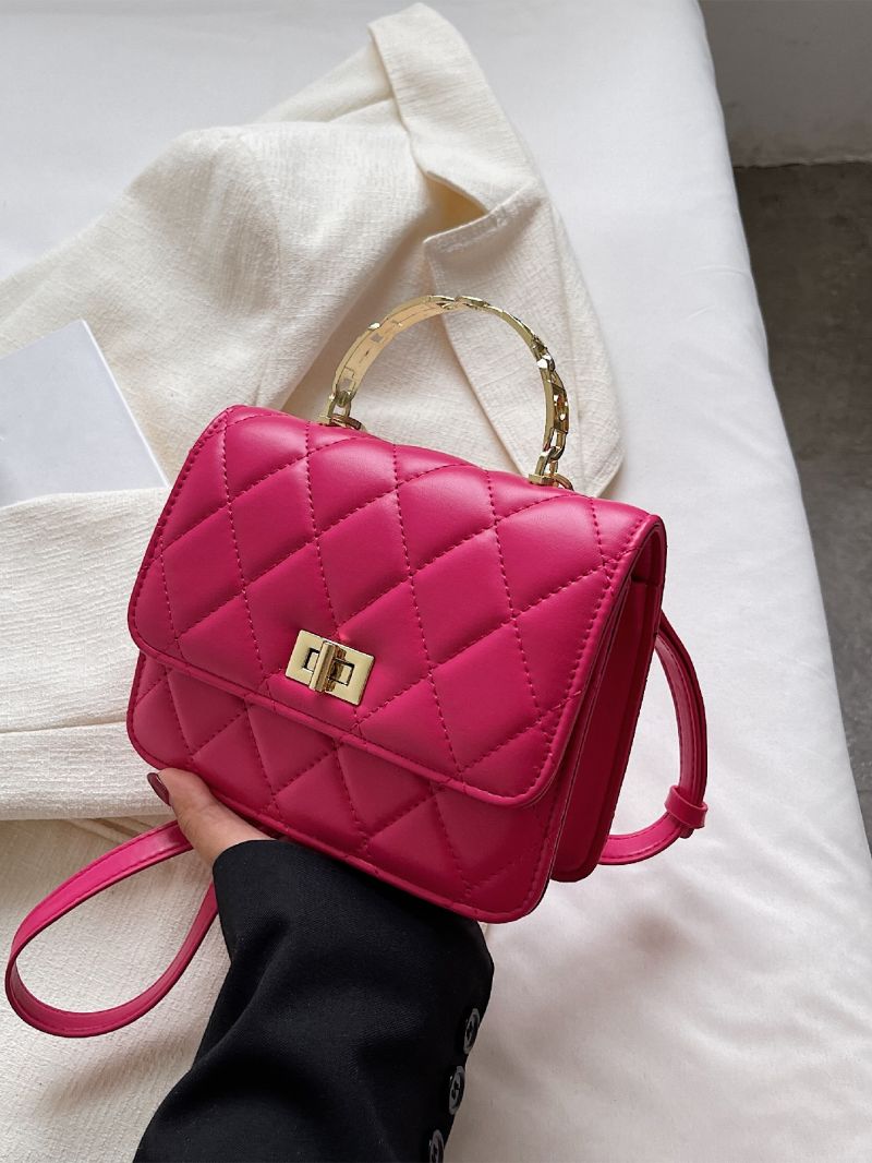 Mini Neon Pink Quilted Square Bag