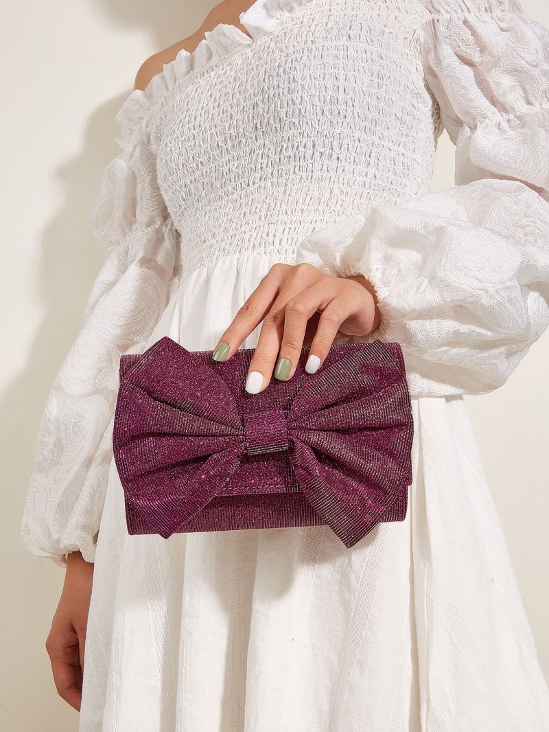 Glitter Bow Decor Flap Square Bag