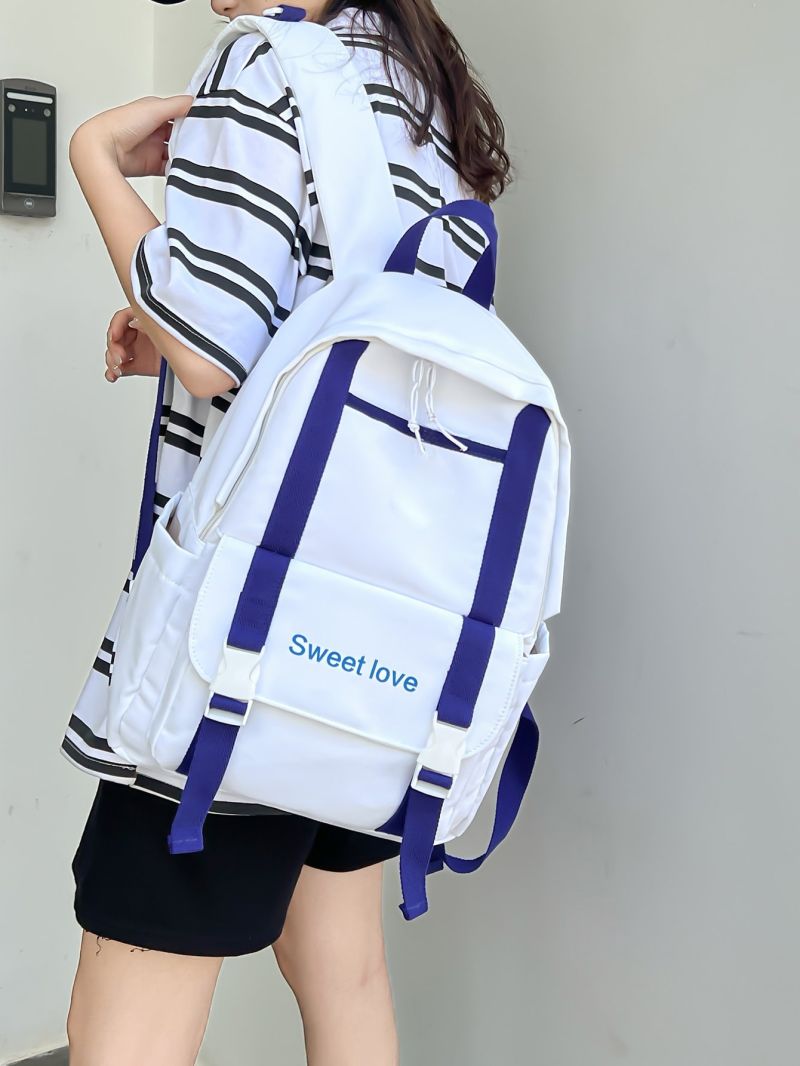 Letter Graphic Contrast Tape Functional Backpack