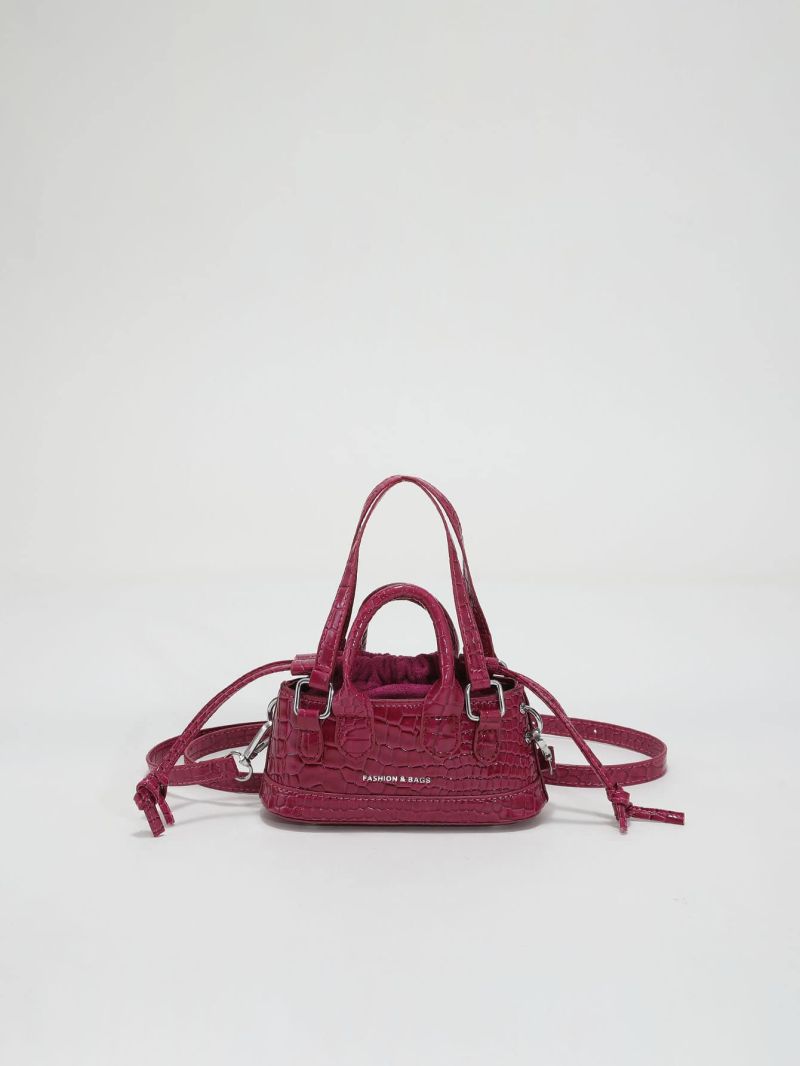 Mini Crocodile Embossed Bucket Bag With Inner Pouch