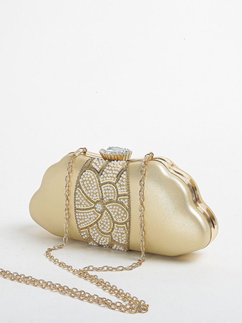 Rhinestone & Faux Pearl Decor Chain Box Bag