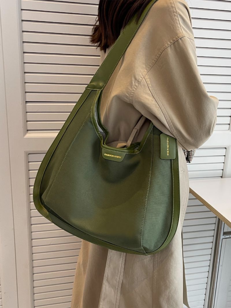 Letter Patch Decor Large Capacity Hobo Bag