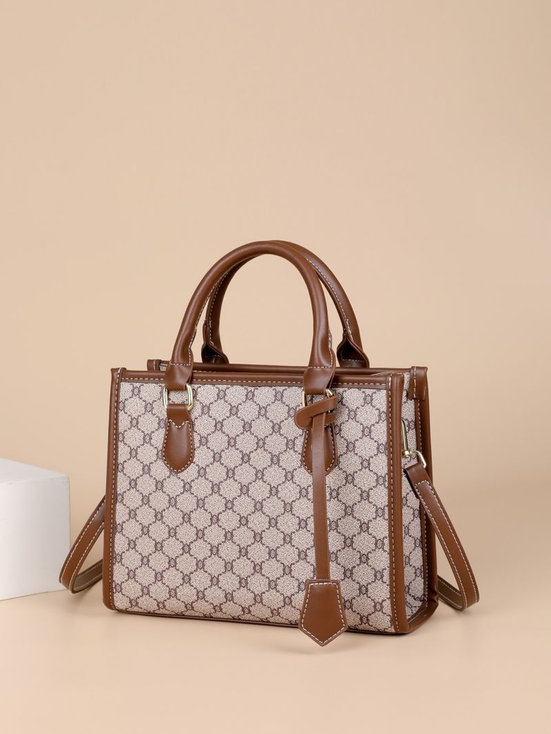 Geometric Pattern Contrast Binding Square Bag