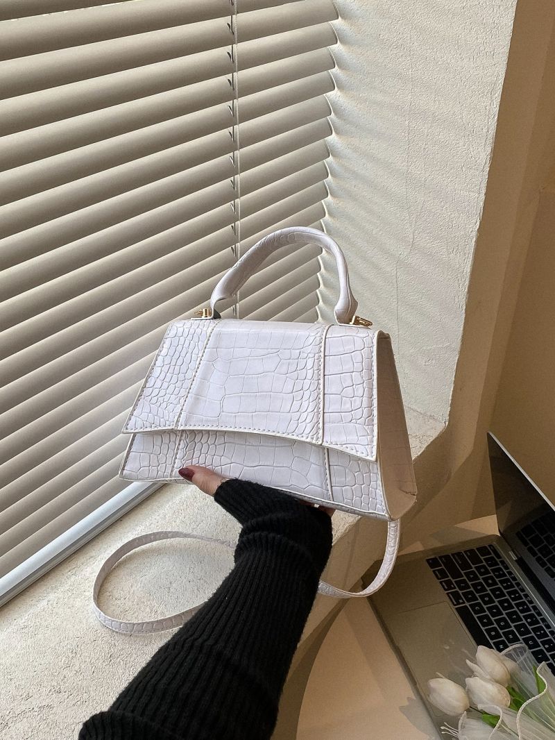 Crocodile Embossed Flap Square Bag