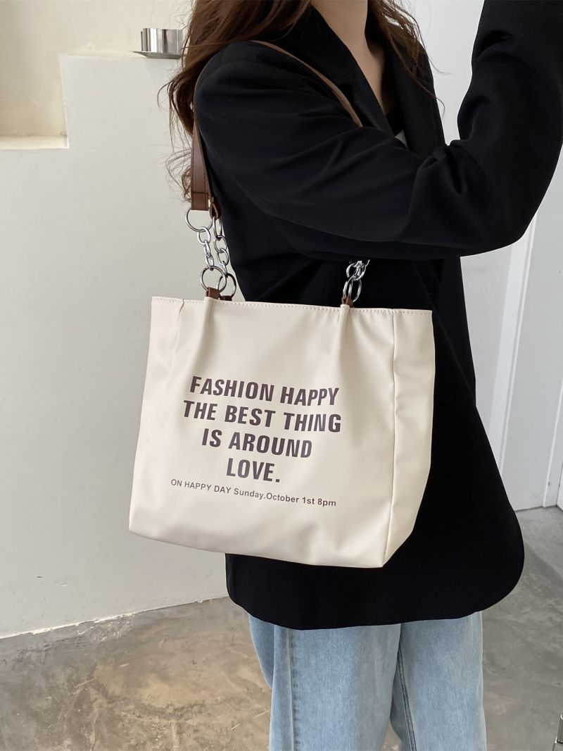 Slogan Graphic Square Bag