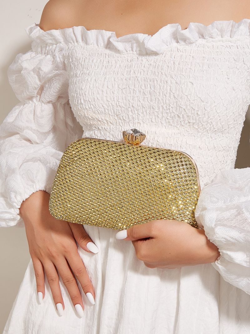 Rhinestone Decor Chain Box Bag