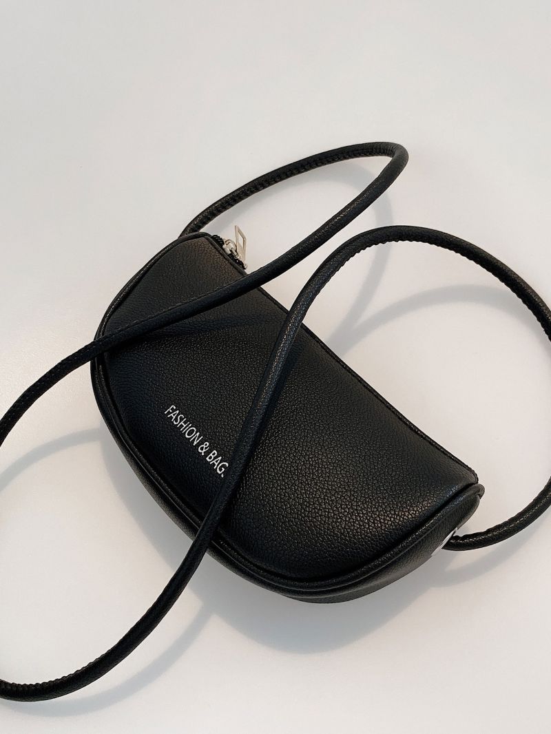 Mini Neon-Green Letter Graphic Litchi Embossed Saddle Bag