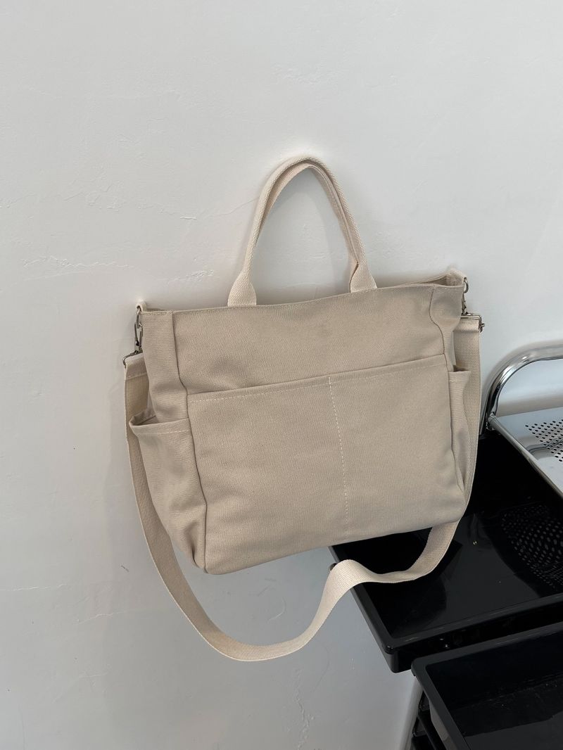 Minimalist Pocket Front Canvas Shopper Bag