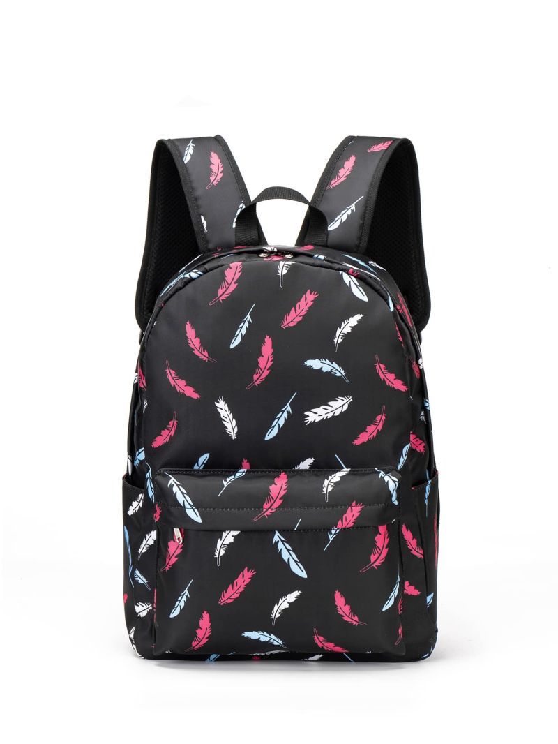 Feather Pattern Functional Backpack