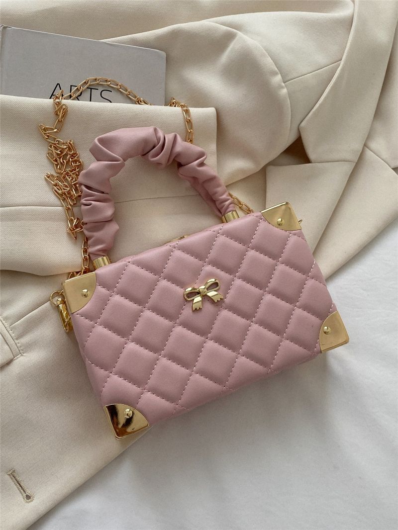 Mini Quilted Bow Decor Box Bag