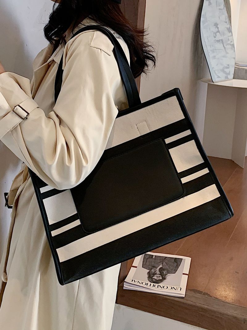 Two Tone Shoulder Tote Bag