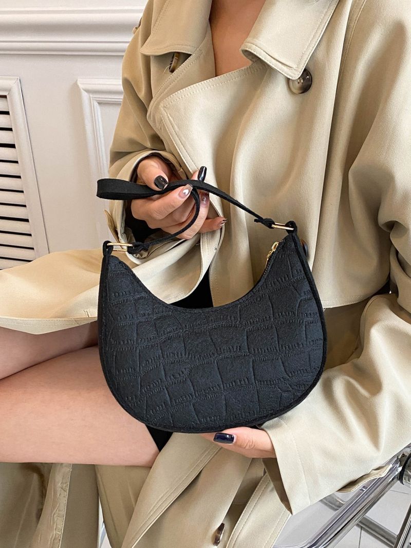 Crocodile Embossed Zipper Hobo Bag