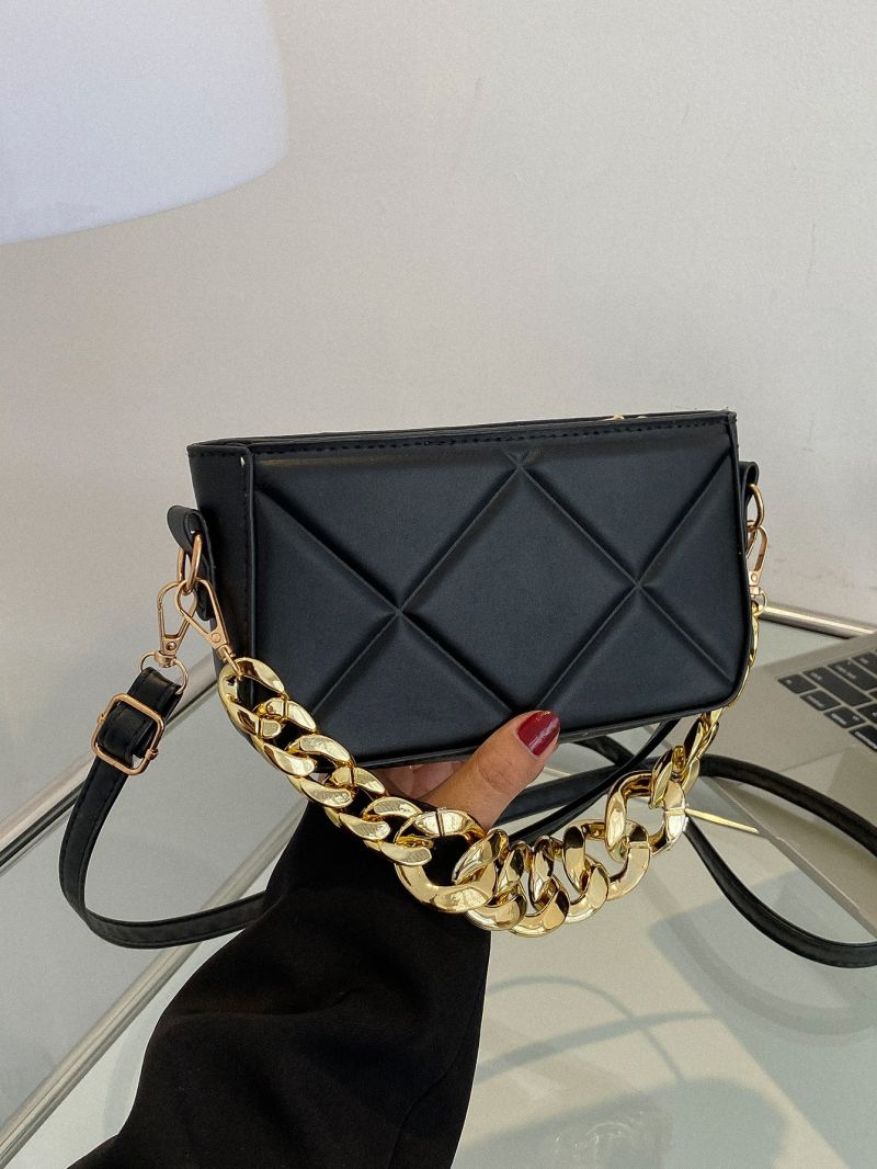 Mini Embossed Detail Chain Square Bag