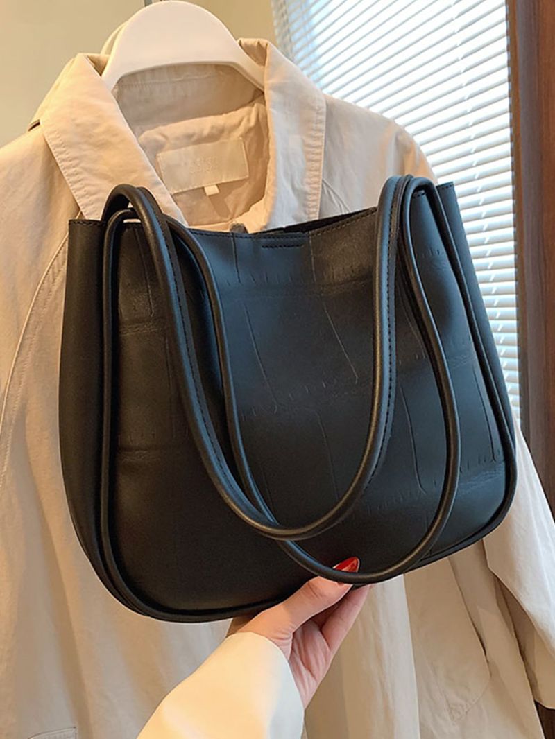 Crocodile Embossed Shoulder Tote Bag