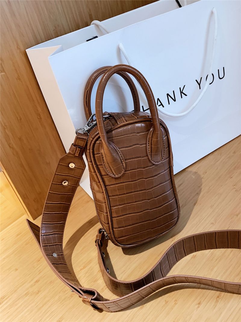 Mini Crocodile Embossed Double Handle Square Bag