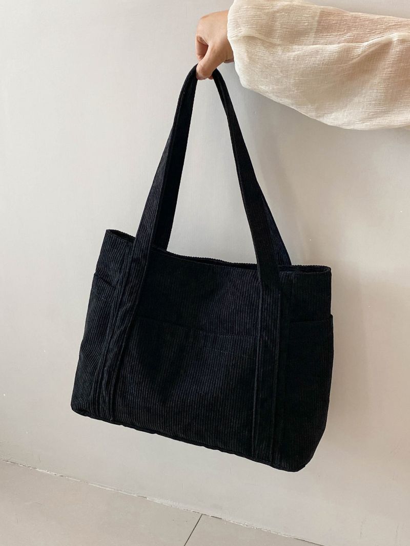 Minimalist Pocket Side Corduroy Shopper Bag