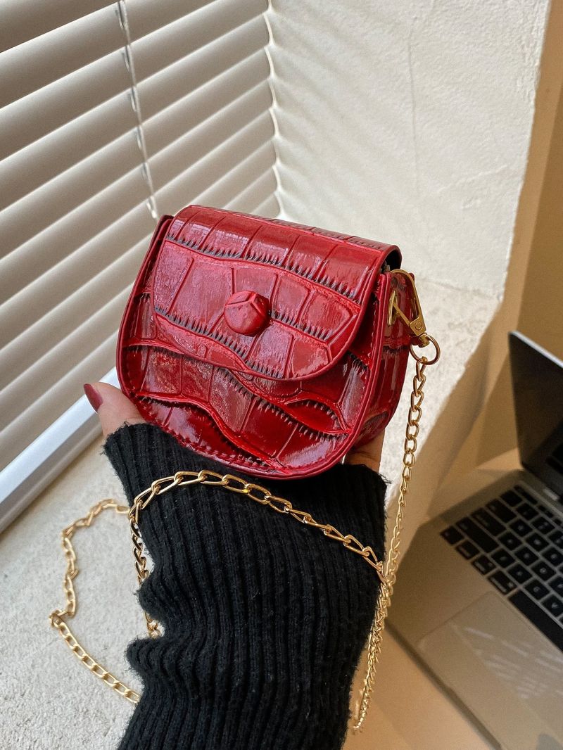 Mini Crocodile Embossed Saddle Bag