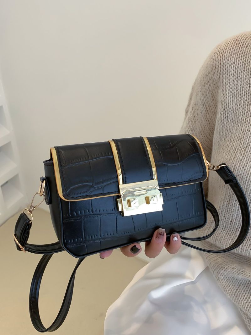 Mini Crocodile Embossed Flap Square Bag