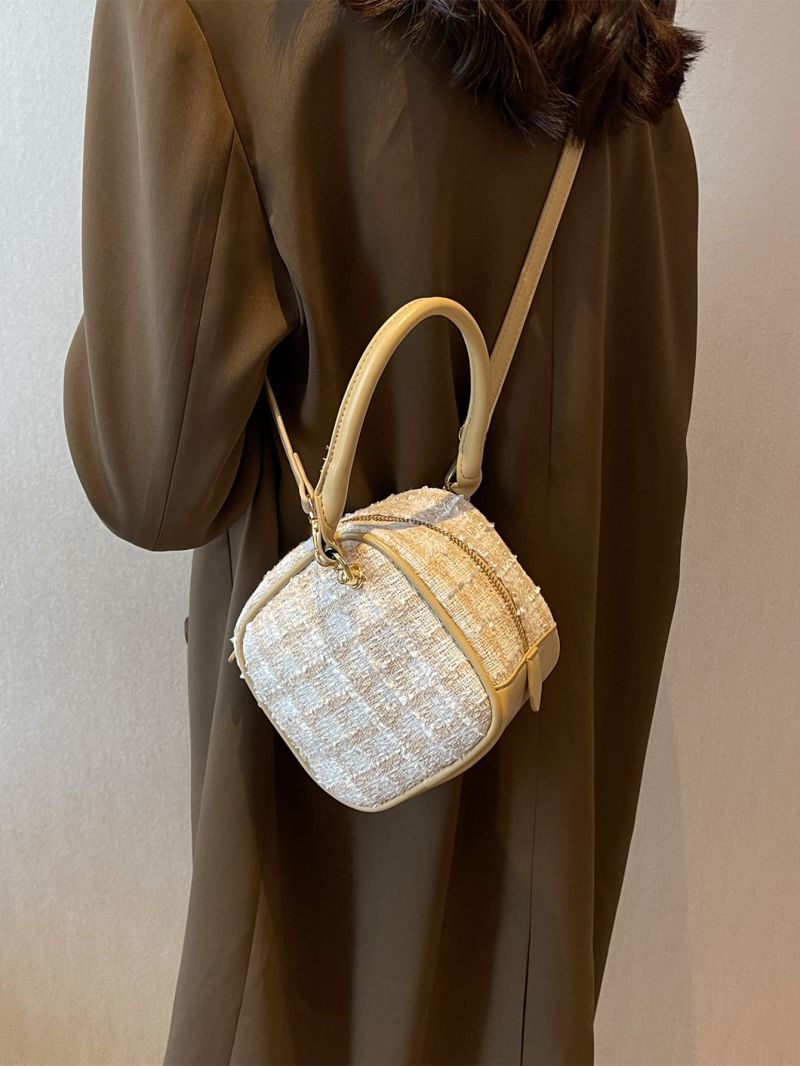 Mini Plaid Pattern Tweed Square Bag