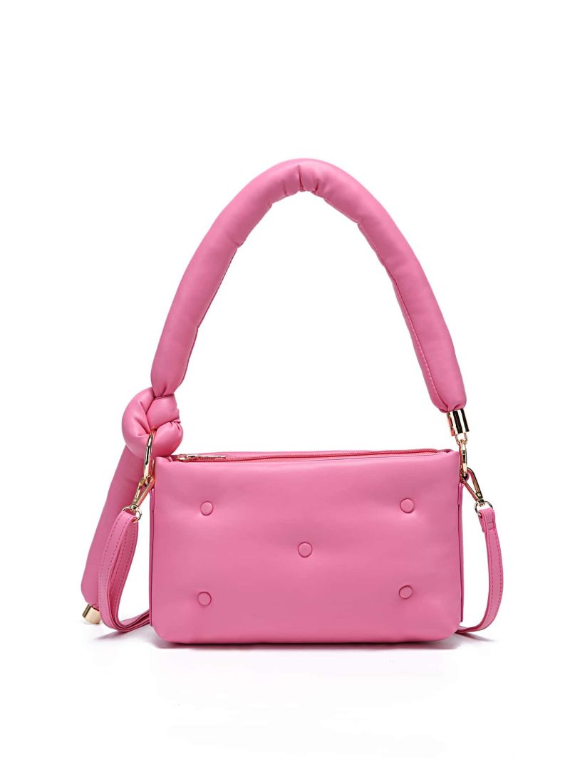 Neon Pink Button Decor Square Bag