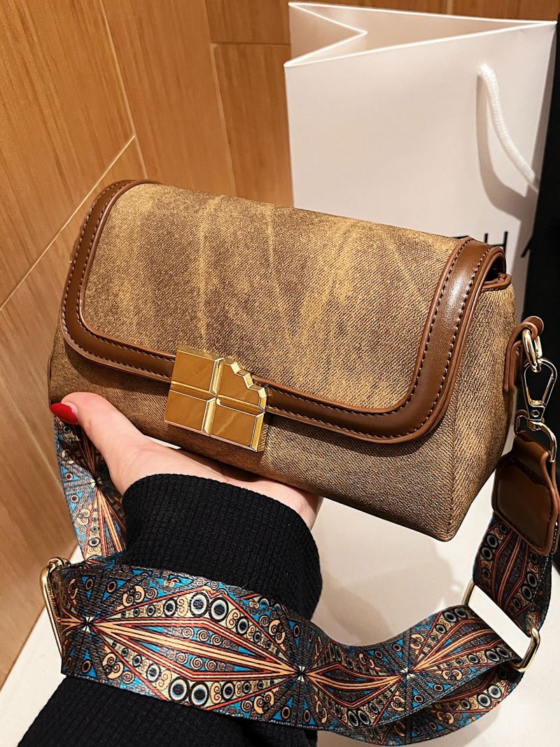 Colorblock Flap Square Bag