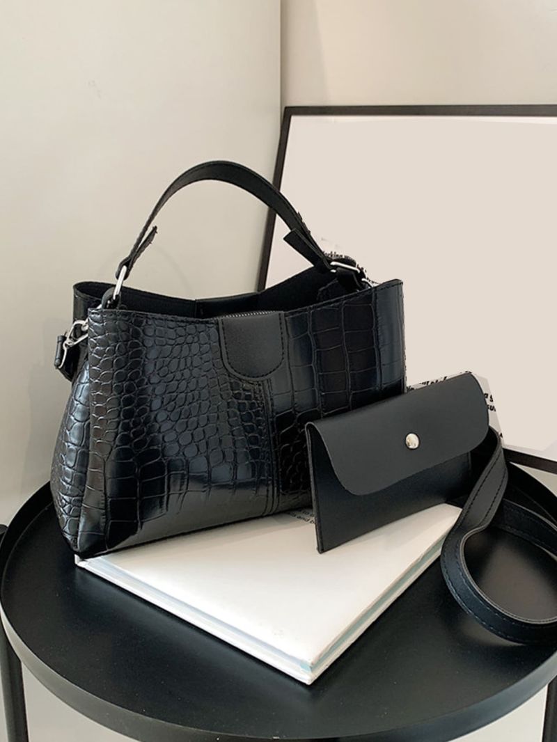 Crocodile Embossed Hobo Bag With Purse, Mothers Day Gift For Mom