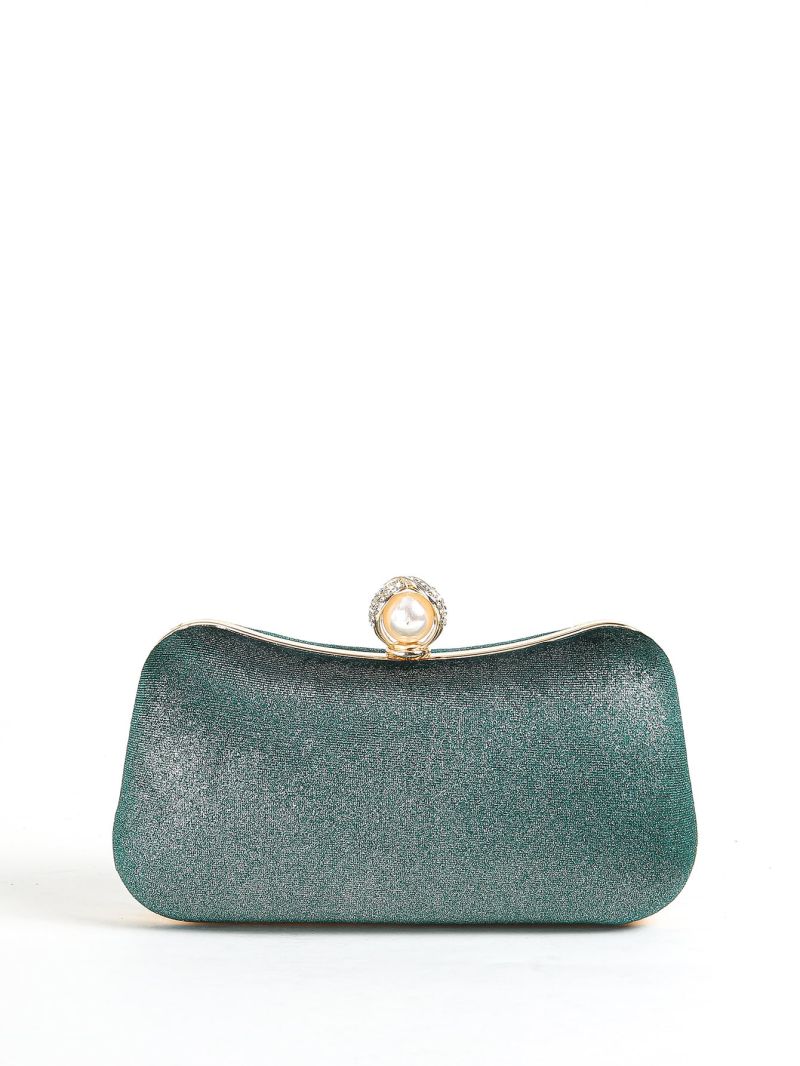 Faux Pearl & Rhinestone Decor Velvet Chain Box Bag