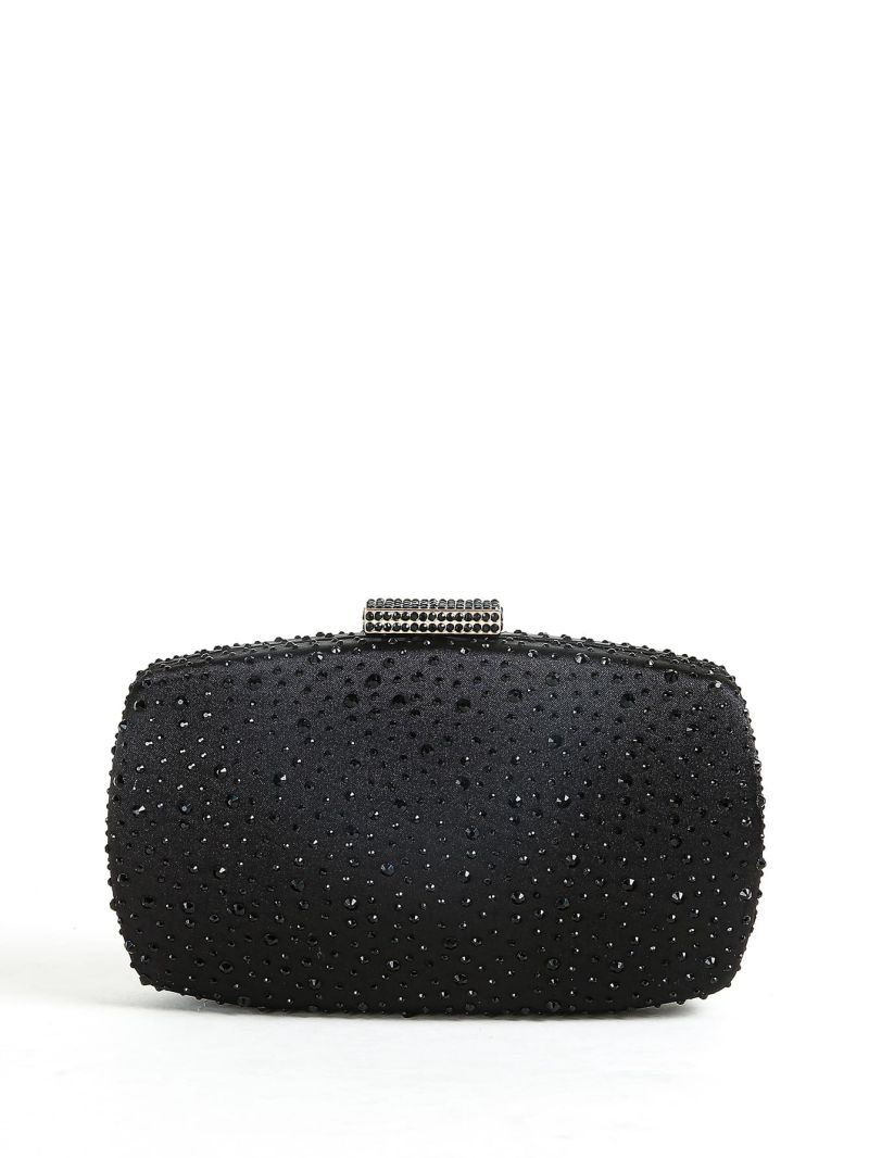 Rhinestone Decor Chain Box Bag, Buckle Clutch Evening Purse, Small Square Hand Bag For Party