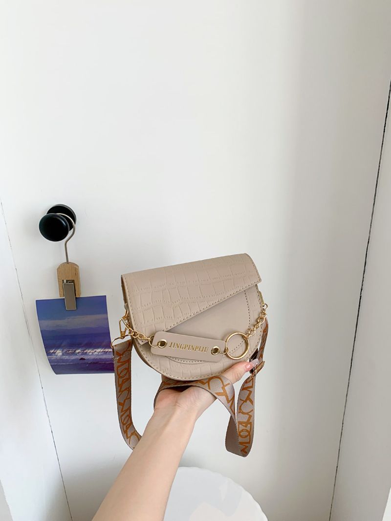 Mini Crocodile Embossed Flap Saddle Bag