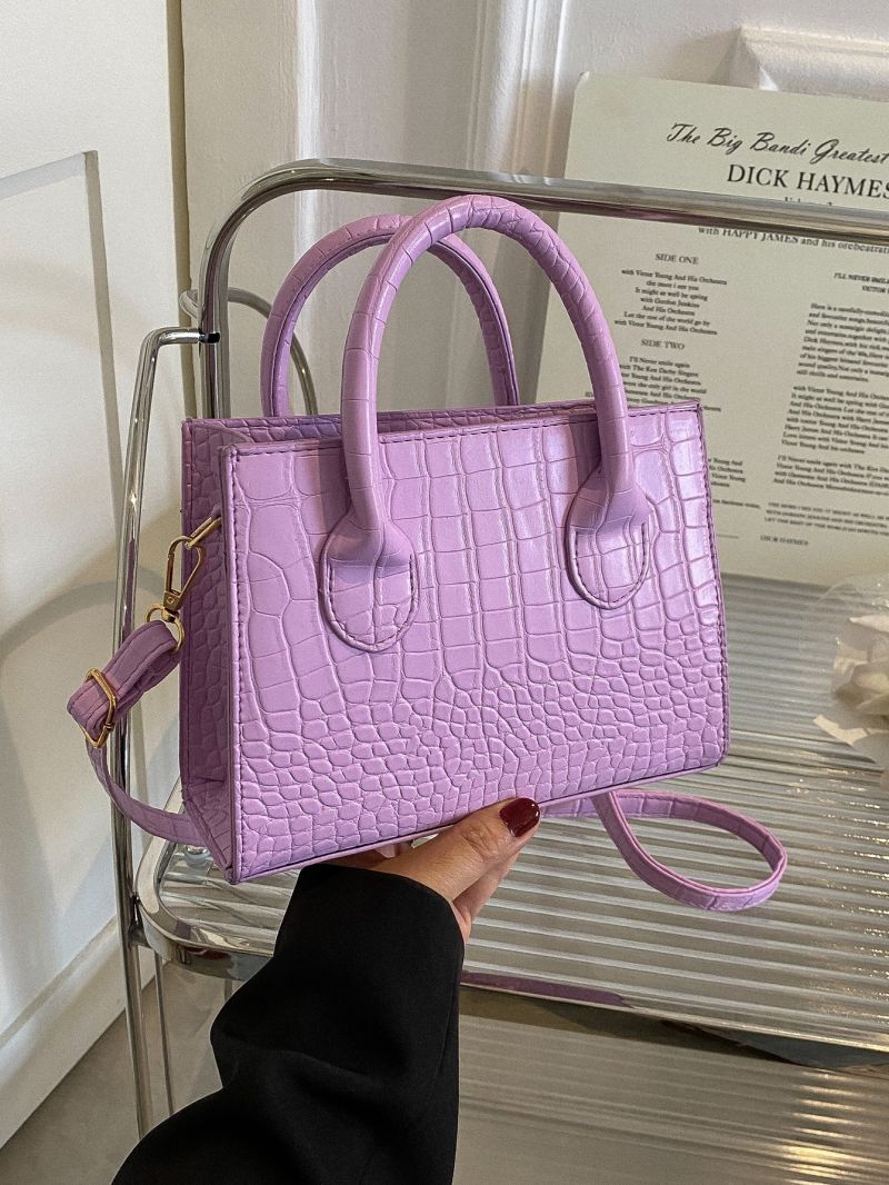 Crocodile Embossed Square Bag