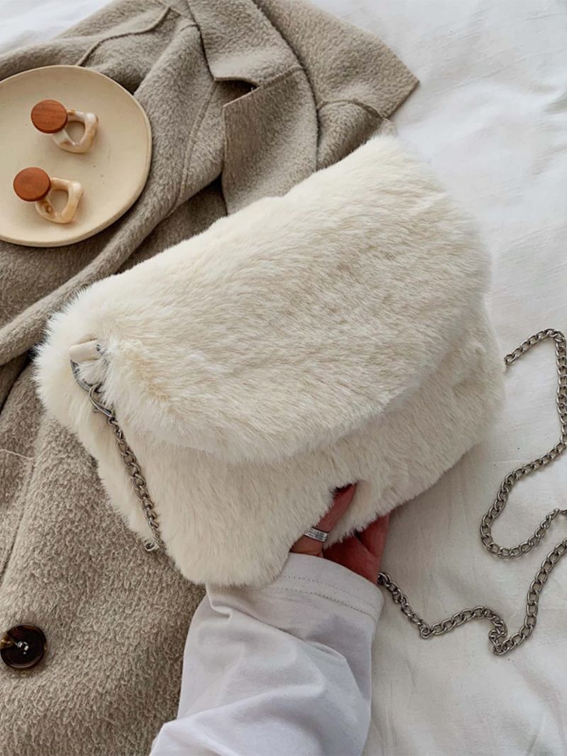 Chain Fluffy Flap Square Bag